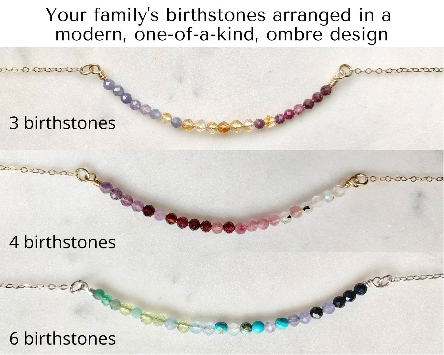 Personalized Family Birthstone Gemstone Bar Necklace