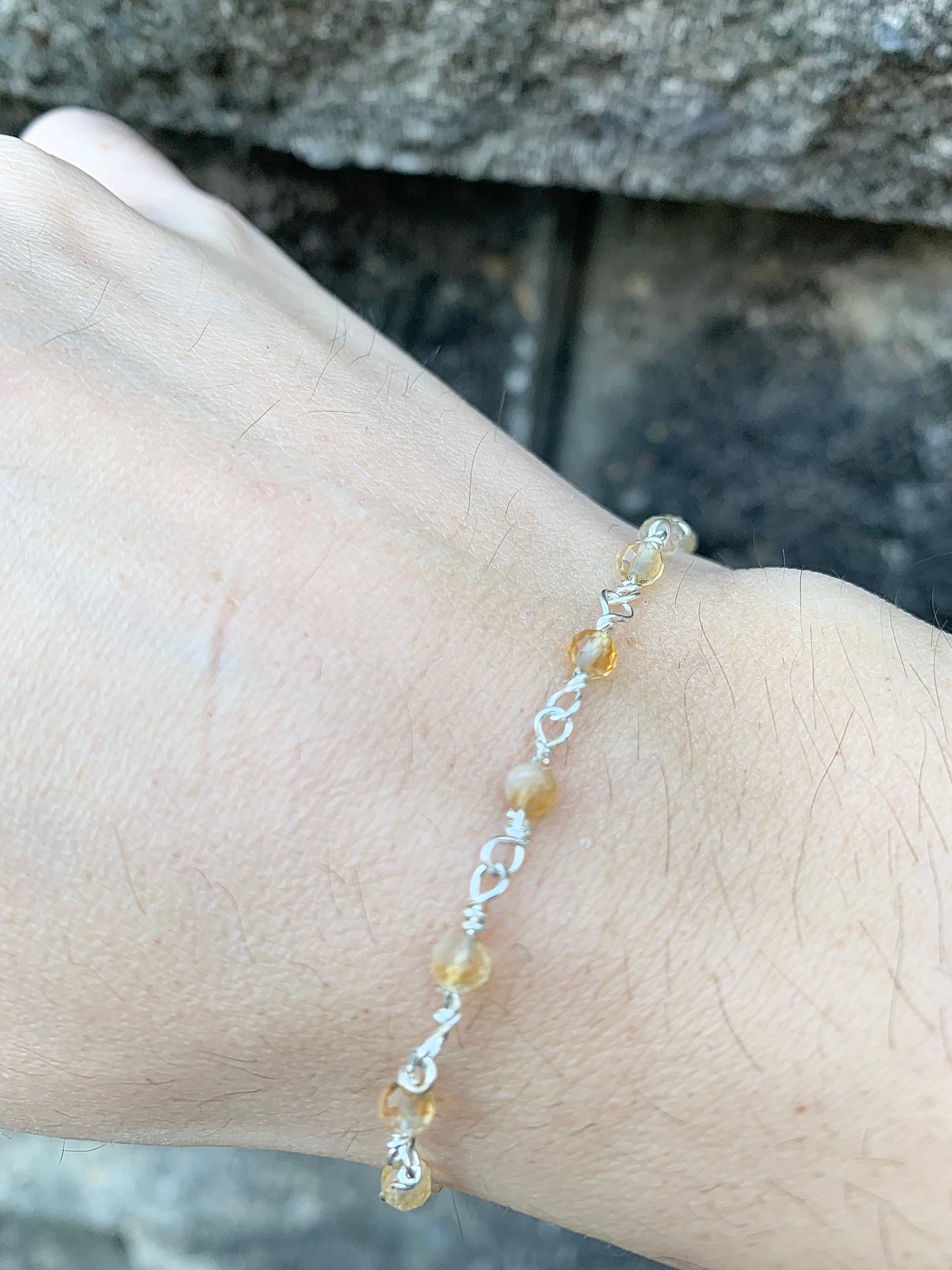 Yellow Citrine Bracelet, November birthstone gift for her, Rosary Gemstone Bracelet, Citrine bracelet silver, gold crystal jewelry