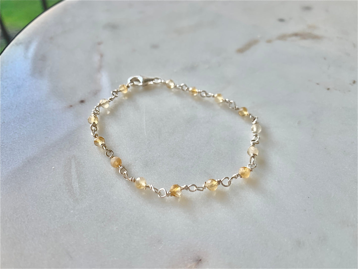 Yellow Citrine Bracelet, November birthstone gift for her, Rosary Gemstone Bracelet, Citrine bracelet silver, gold crystal jewelry