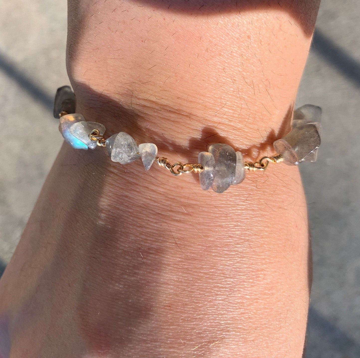 14k Gold Filled Labradorite Bracelet for women, Wire Wrapped Healing Bracelet, Boho Hippie Handmade Jewelry, Crown Chakra Bracelet Women