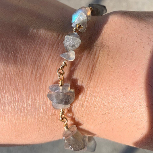 14k Gold Filled Labradorite Bracelet for women, Wire Wrapped Healing Bracelet, Boho Hippie Handmade Jewelry, Crown Chakra Bracelet Women