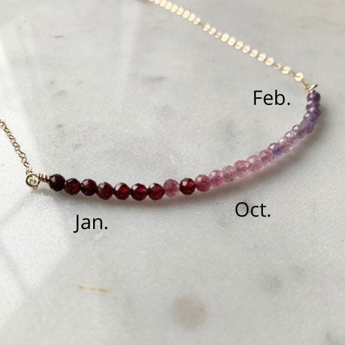 Personalized Family Birthstone Gemstone Bar Necklace