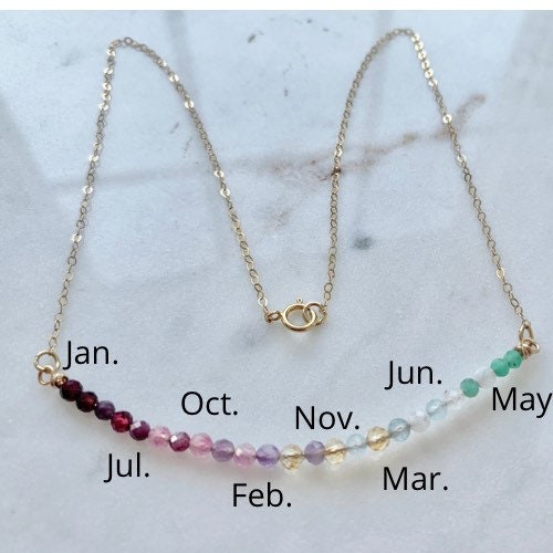 Personalized Family Birthstone Gemstone Bar Necklace