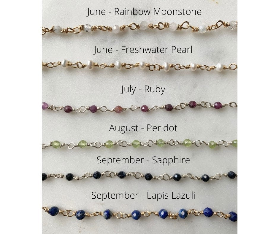 Personalized Custom Link Family Birthstone Bracelet, Handmade Birthday Jewelry Gift for Mom, Grandma, Wife or Sister