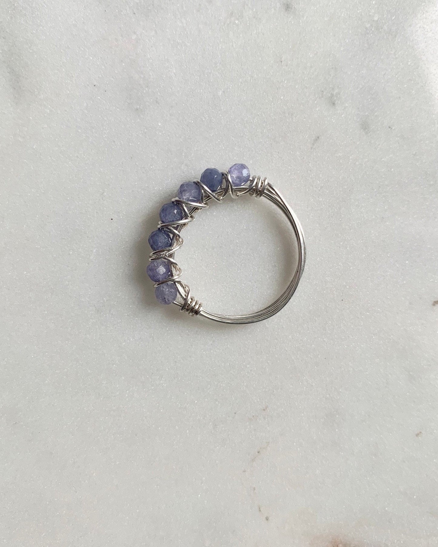 Tanzanite Rings, Gemstone Stacking Ring, Very Peri Jewelry, Dainty Beaded Ring