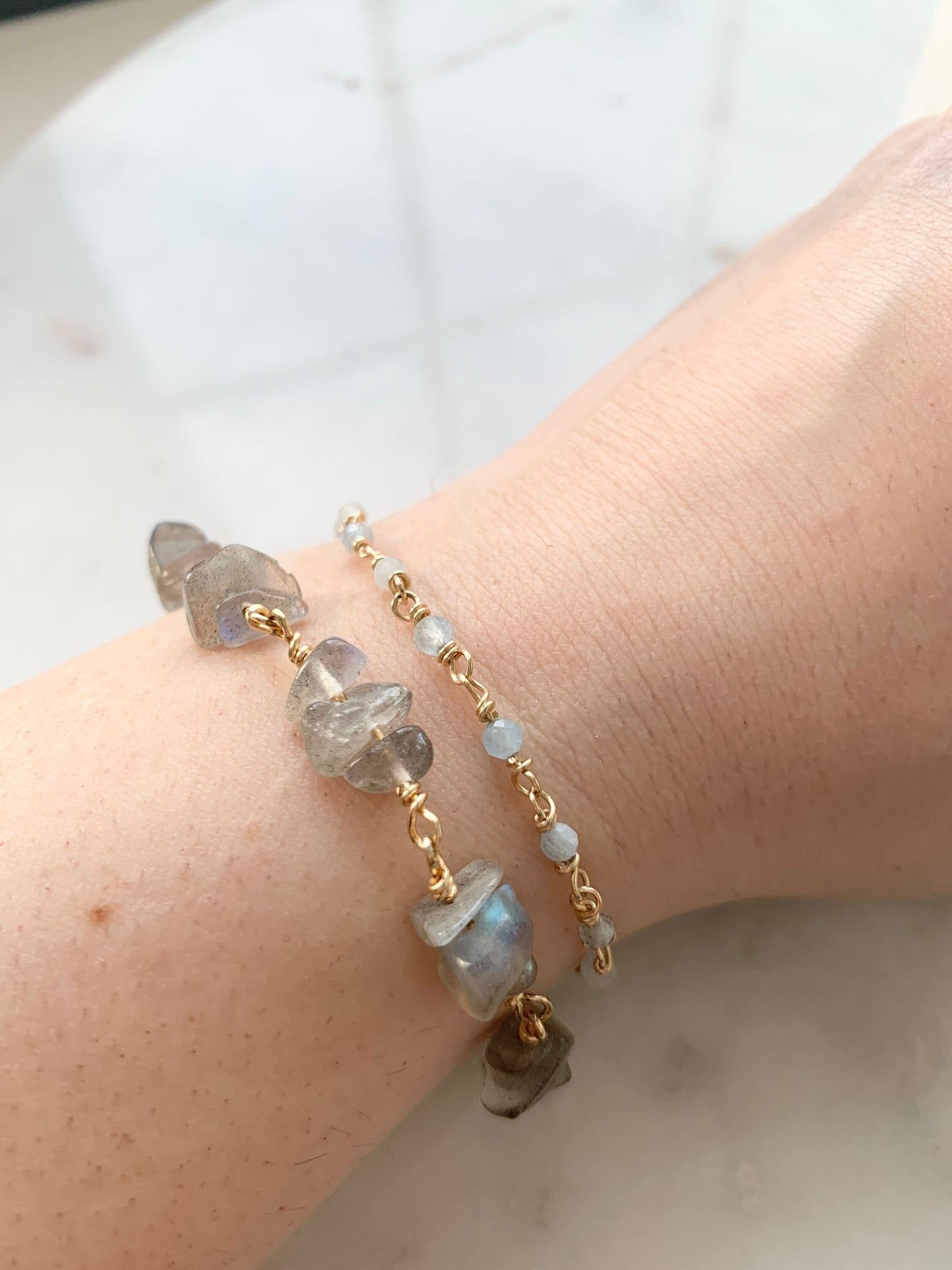 Aquamarine bracelet, March birthstone jewelry, Pisces Gift, February Birthstone, Delicate Gemstone Stacking Bracelet