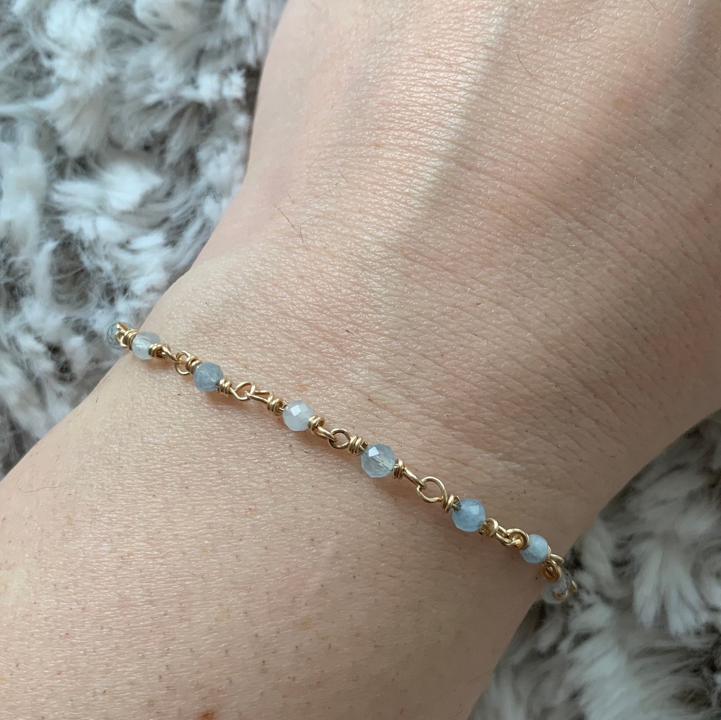 Aquamarine bracelet, March birthstone jewelry, Pisces Gift, February Birthstone, Delicate Gemstone Stacking Bracelet