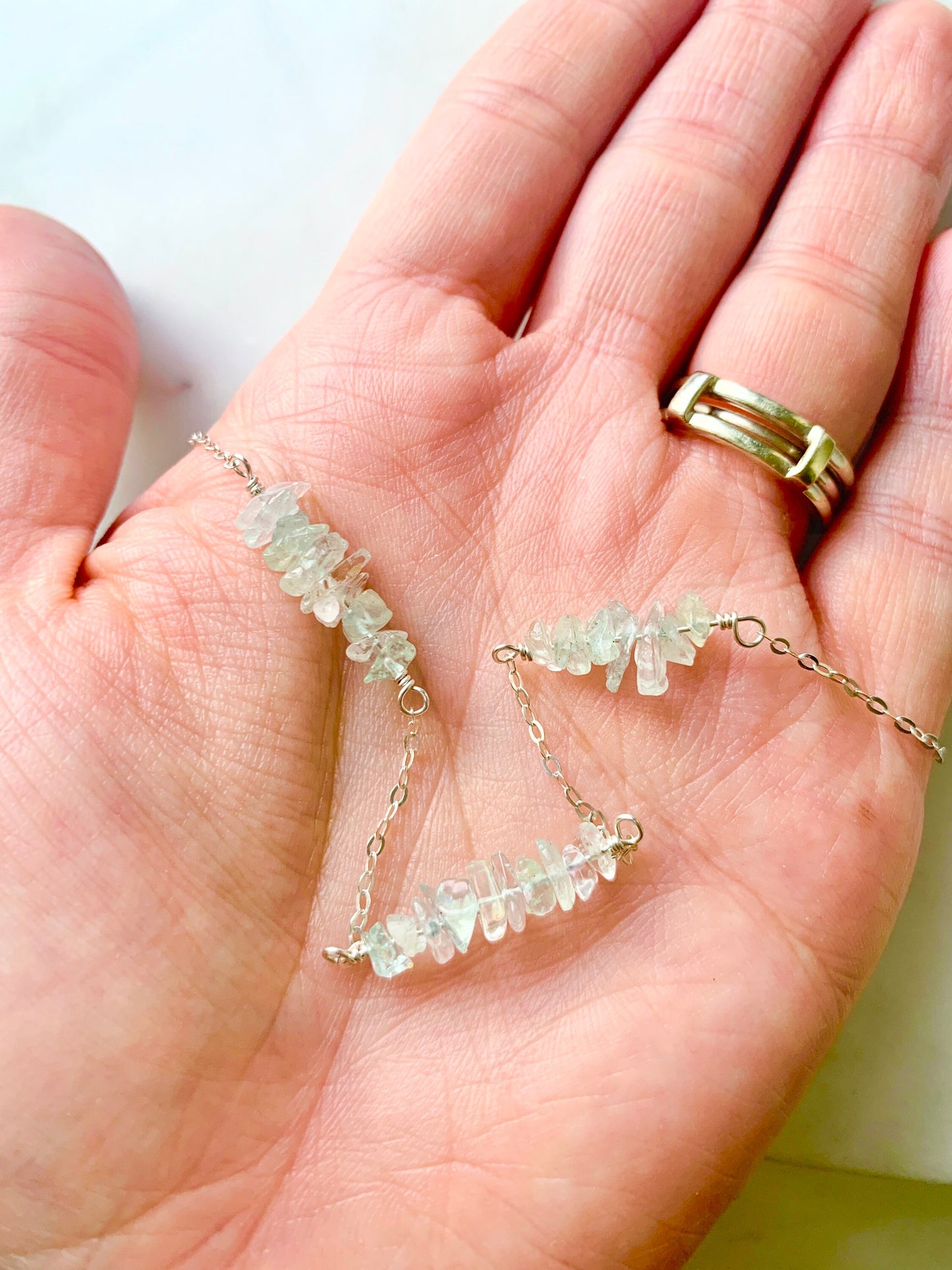 Raw Aquamarine Necklace, Silver Aquamarine Choker, March Birthstone Necklace,  Summer Beach Aquamarine Jewelry Gift for Women or Daughter