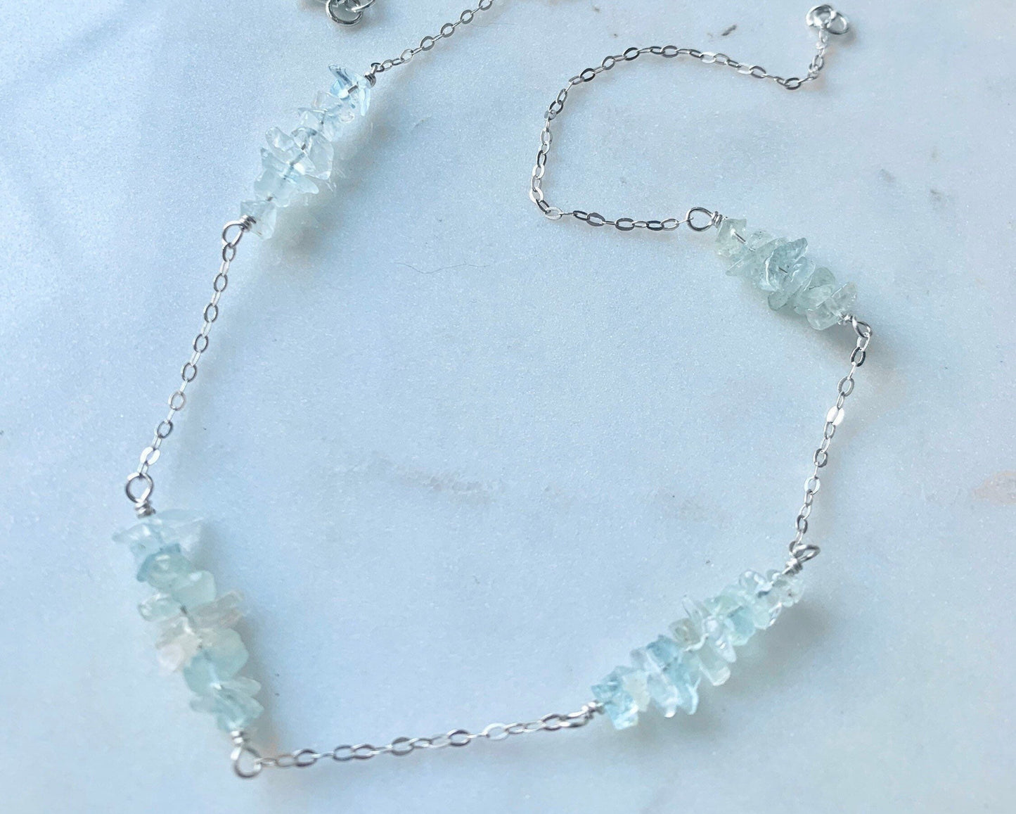 Raw Aquamarine Chip Choker Necklace