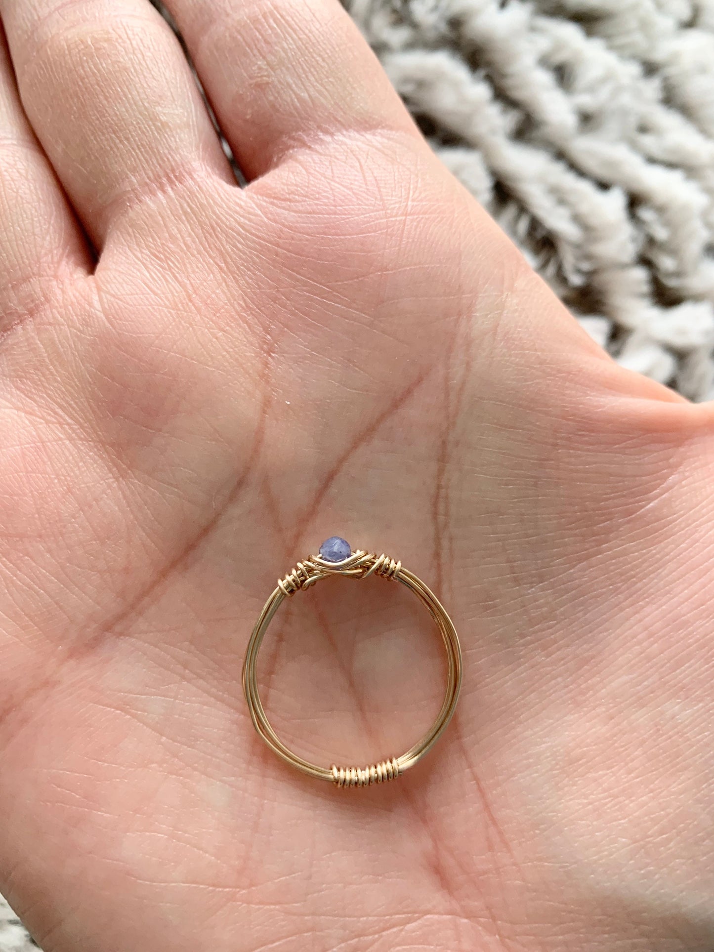 Tanzanite Rings, Single Bead Gemstone Ring, Gemstone Stacking Ring, Very Peri Jewelry, Dainty Beaded Ring, Custom Birthstone Ring