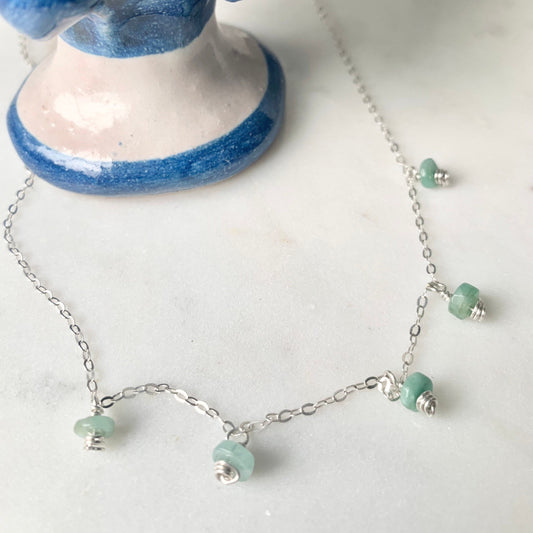 Taurus Necklace, Natural Emerald Necklace, May birthstone necklace, Gemini Necklace, May Birthday Gift for Her