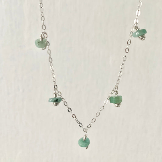 Taurus Necklace, Natural Emerald Necklace, May birthstone necklace, Gemini Necklace, May Birthday Gift for Her