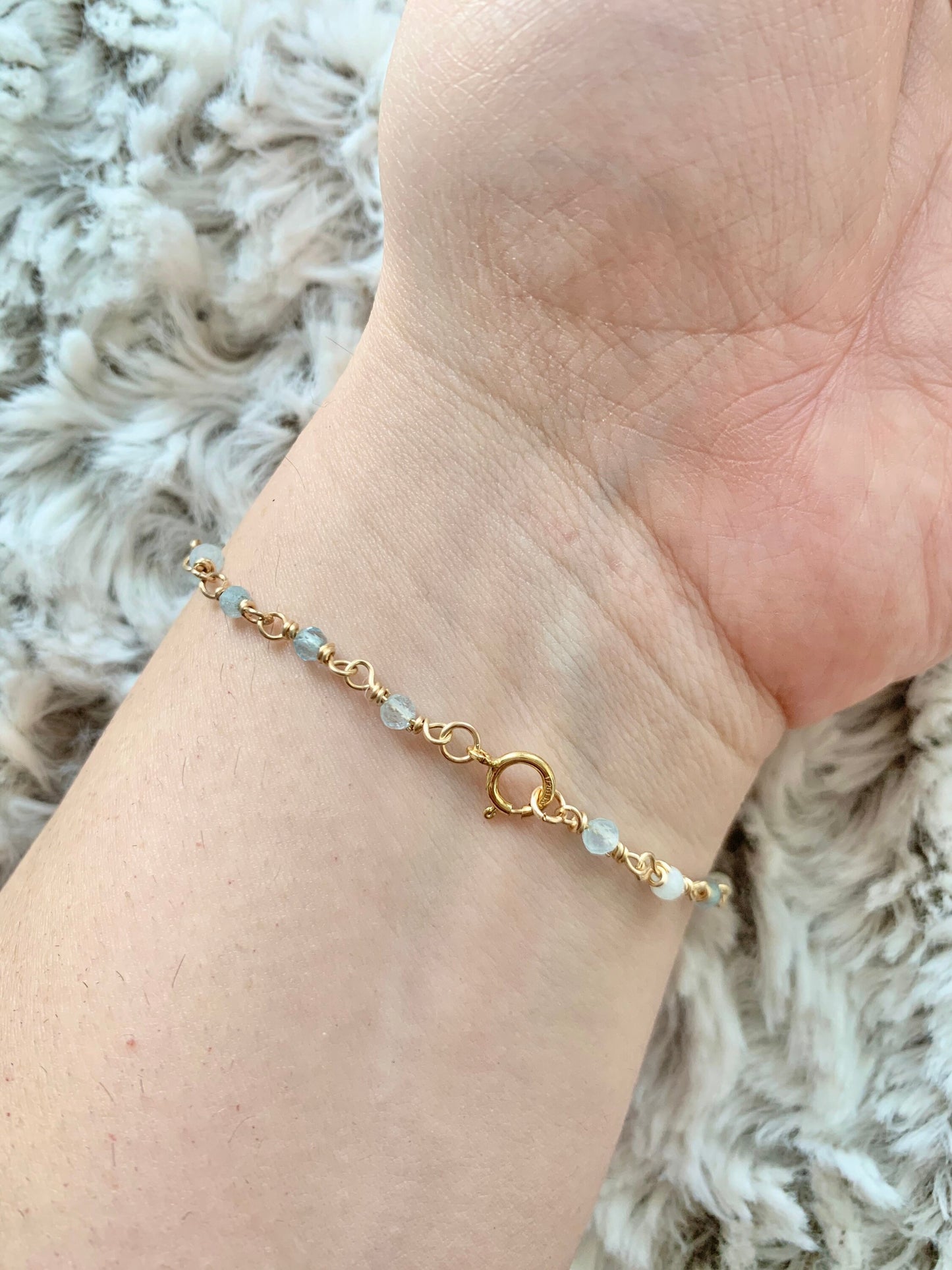 Aquamarine bracelet, March birthstone jewelry, Pisces Gift, February Birthstone, Delicate Gemstone Stacking Bracelet