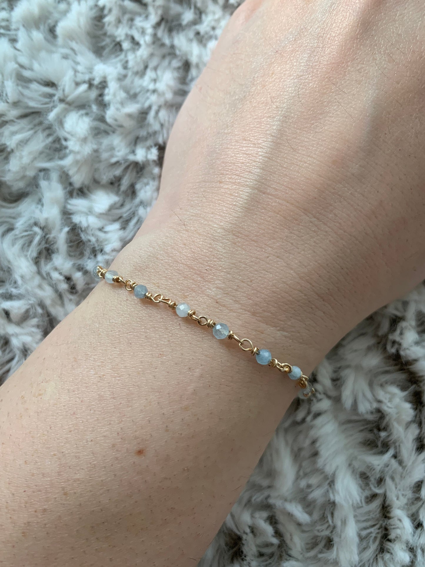 Aquamarine bracelet, March birthstone jewelry, Pisces Gift, February Birthstone, Delicate Gemstone Stacking Bracelet