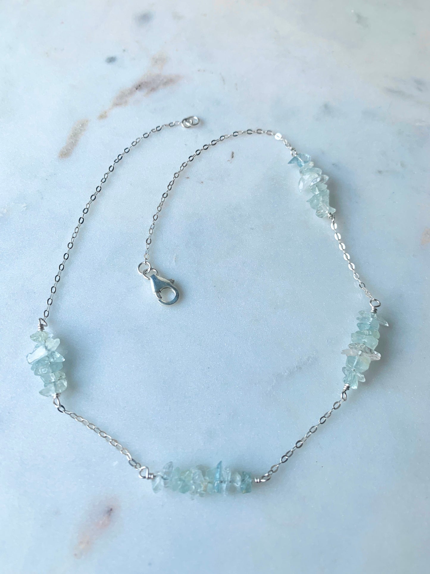 Raw Aquamarine Chip Choker Necklace