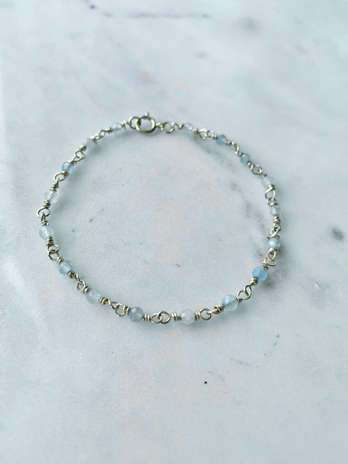 Aquamarine bracelet, March birthstone jewelry, Pisces Gift, February Birthstone, Delicate Gemstone Stacking Bracelet