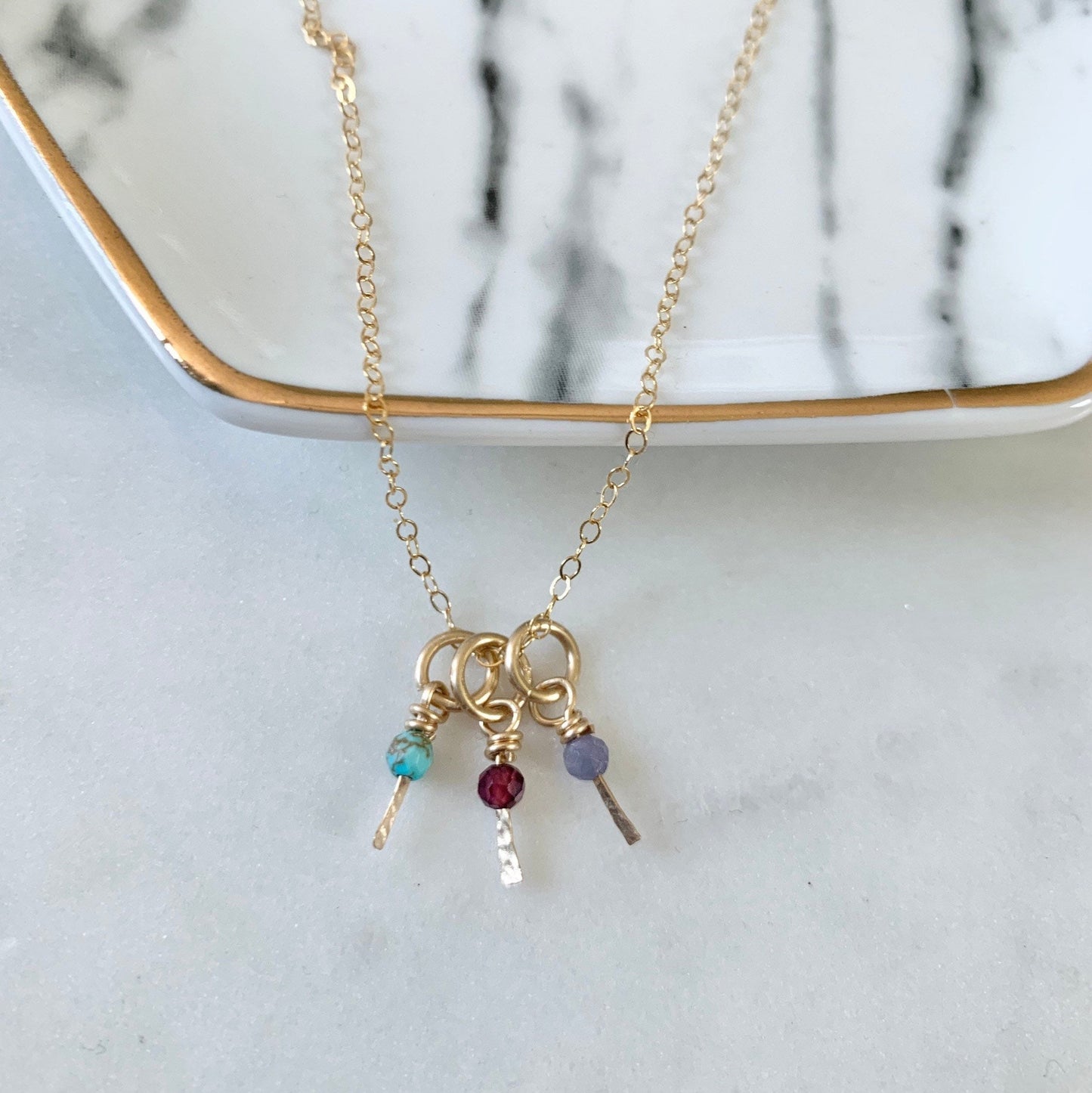 Custom Birthstone Charm Necklace