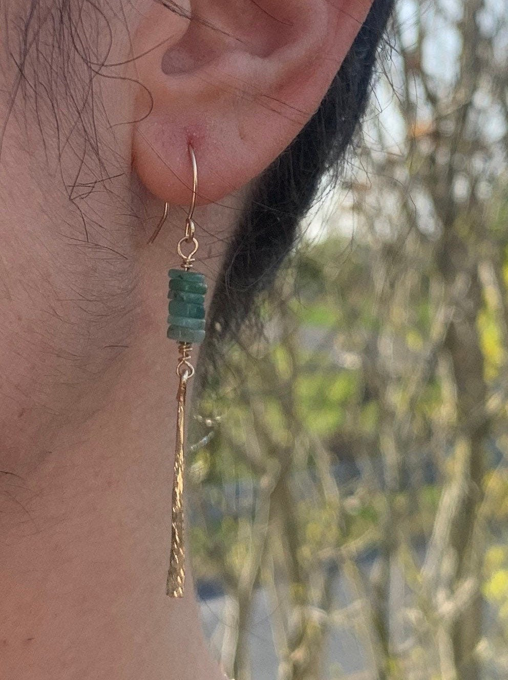 May Birthstone Earrings, Minimalist Emerald Earring, Natural Emerald Earrings, Taurus Crystal Jewelry, May Birthday gift for her