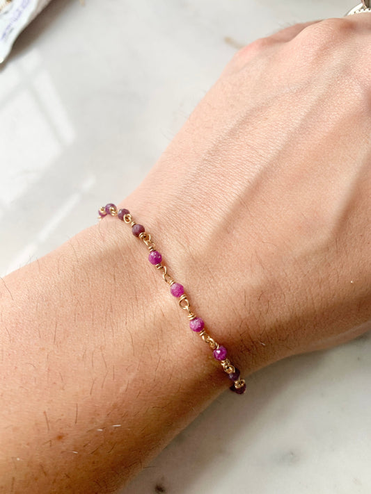 Natural Ruby July Birthstone Bracelet