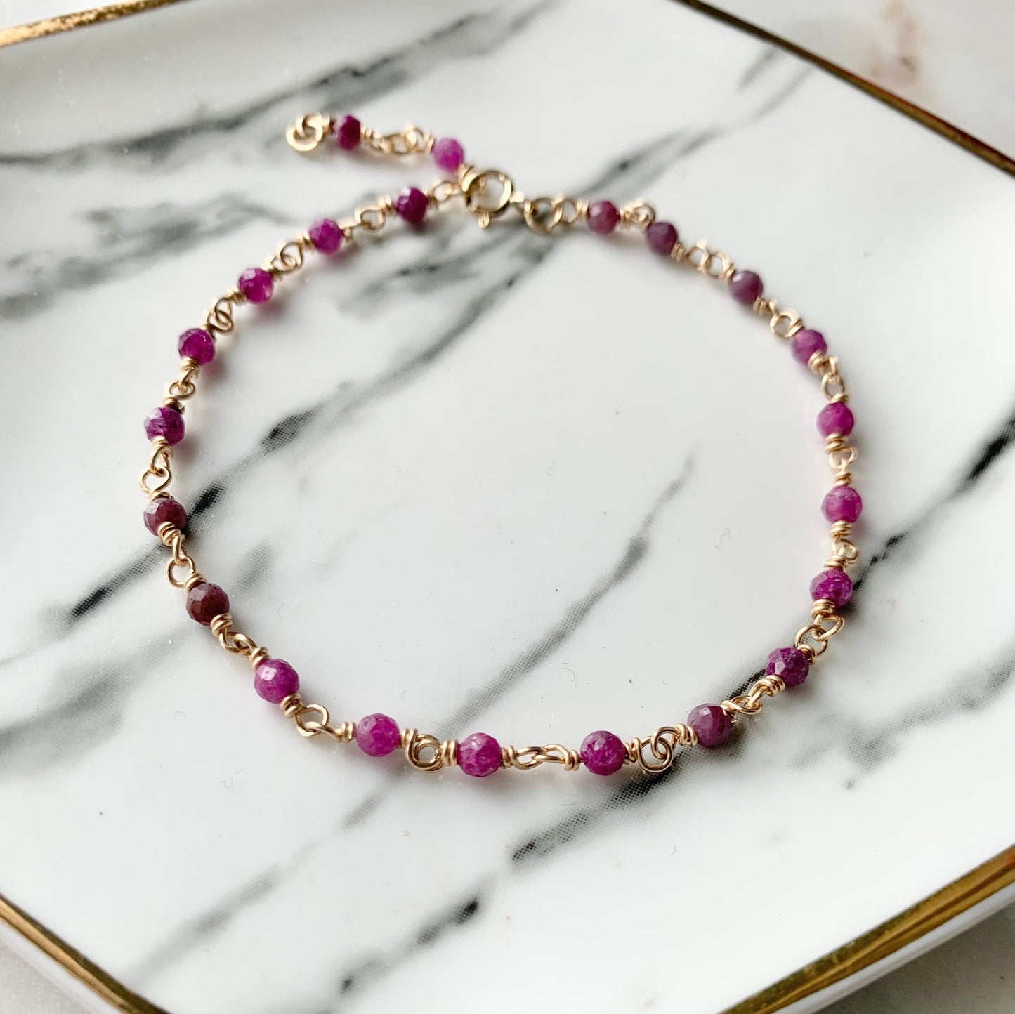 Natural Ruby July Birthstone Bracelet