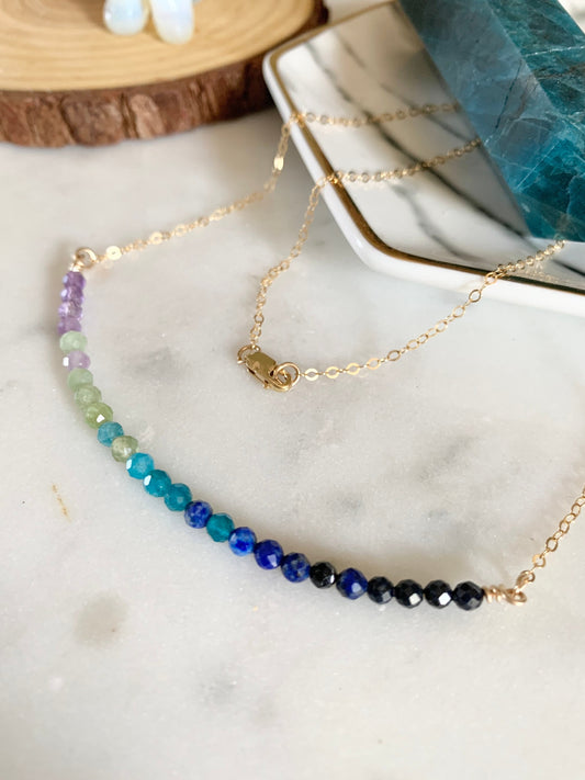 Virgo Zodiac Necklace, Virgo Birthday Gift for her, July Birthday Gift for Her, Zodiac Crystal Jewelry, Layering gemstone bar necklace