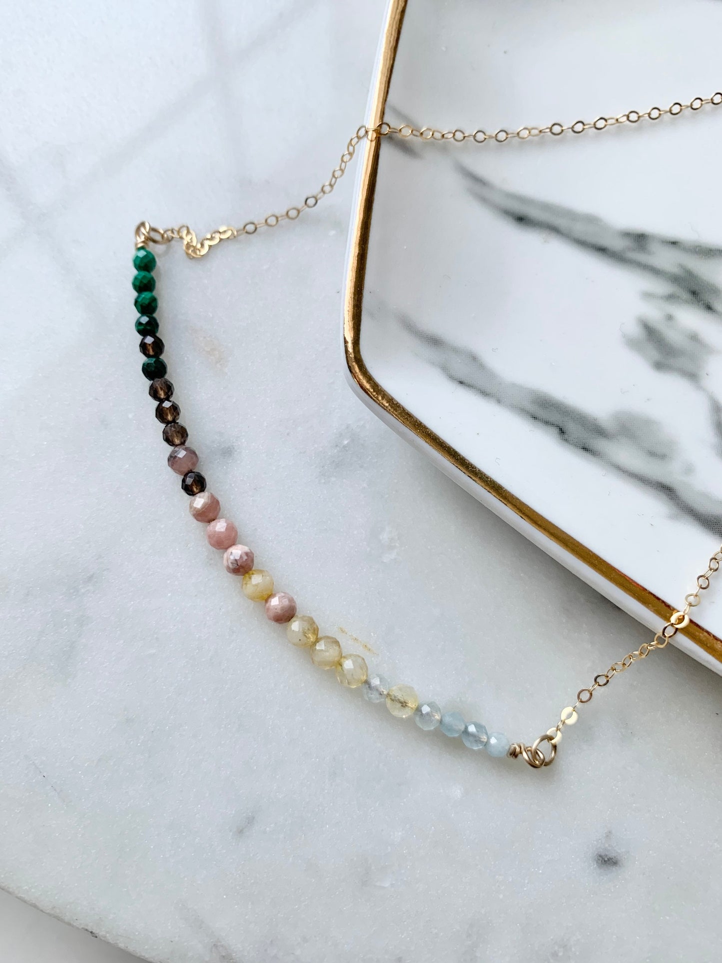 Scorpio Crystals Zodiac Necklace, November Birthday Gift for Women, Multi Stone Ombre Gemstone Bar Necklace, Unique Anniversary Gift for Her