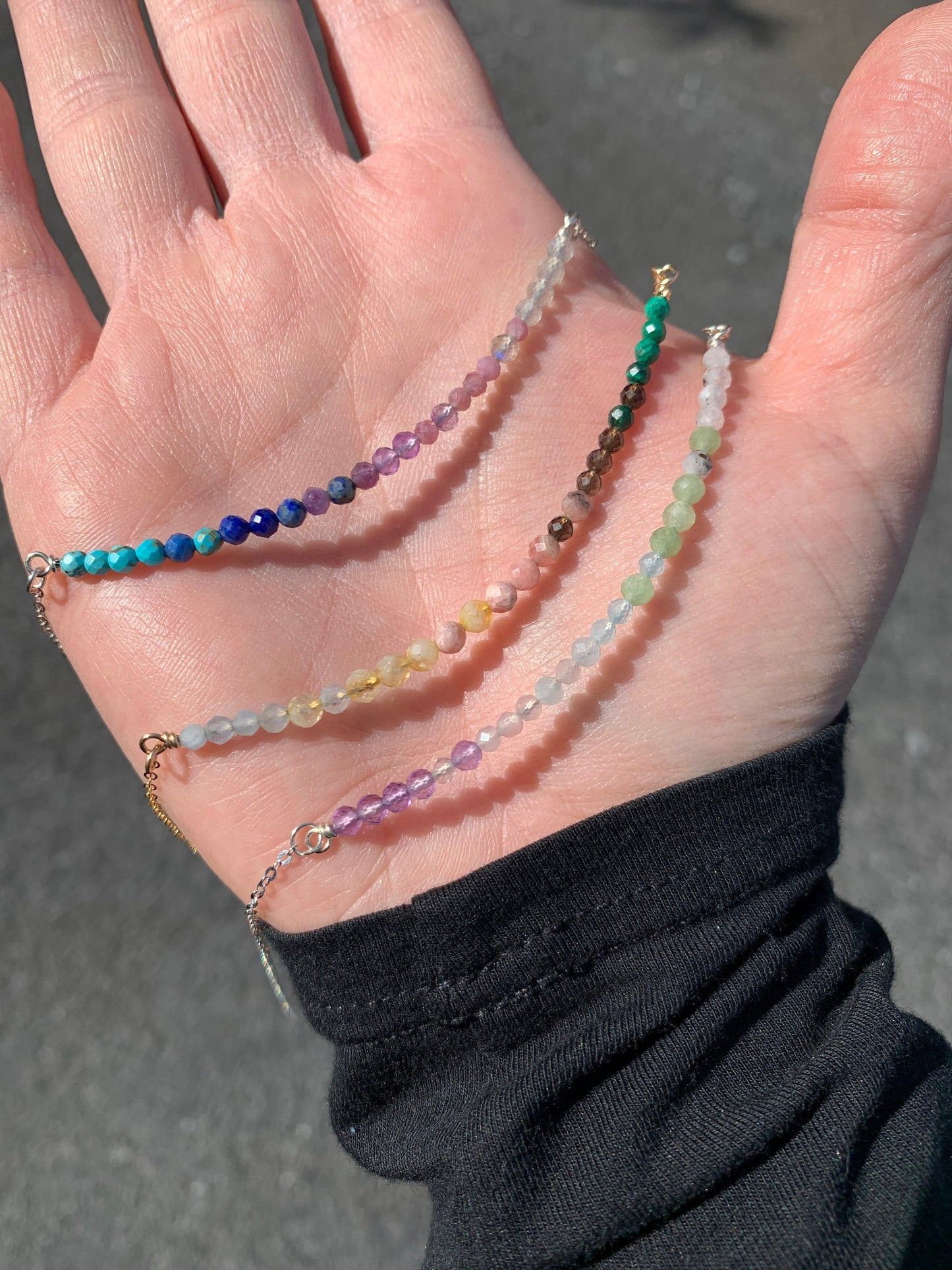Sagittarius Crystals Zodiac Necklace for Women, December Birthday Bday Gift for her, Ombre Gemstone Layering Bar Necklace