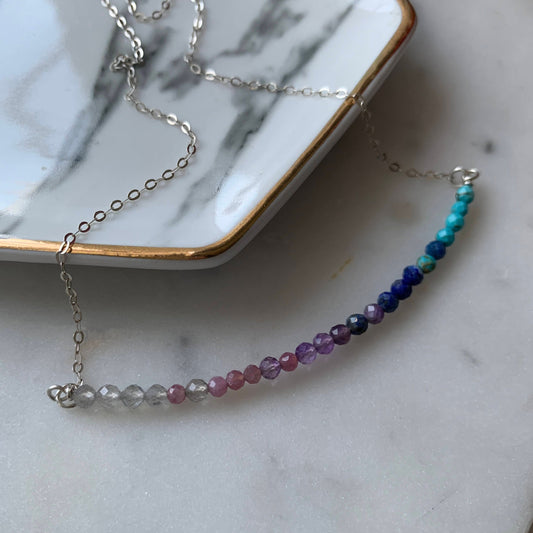 Sagittarius Crystals Zodiac Necklace for Women, December Birthday Bday Gift for her, Ombre Gemstone Layering Bar Necklace