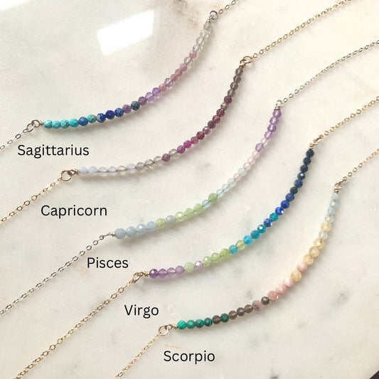 Ombre Crystal Zodiac Necklace, Pisces Necklace, Sagittarius Necklace, Capricorn Necklace, Virgo Necklace, Scorpio Necklace, Taurus Necklace