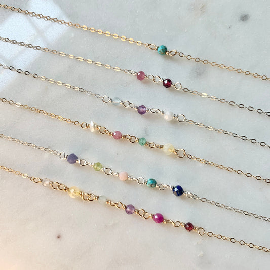 Custom Minimalist Birthstone Family Tree Necklace