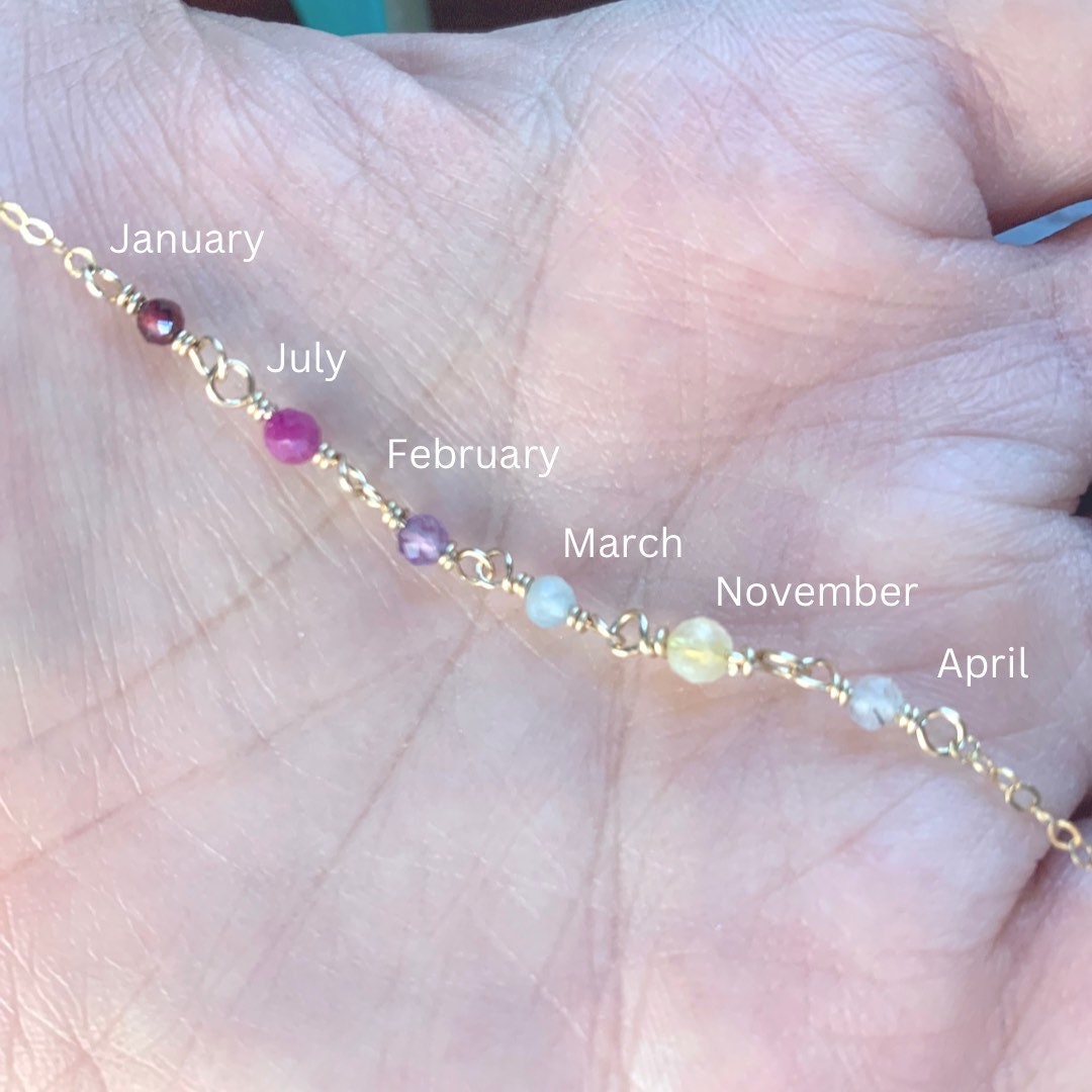 Custom Minimalist Birthstone Family Tree Necklace