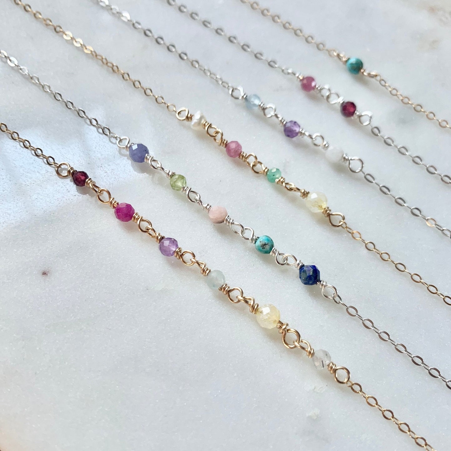 Custom Minimalist Birthstone Family Tree Necklace